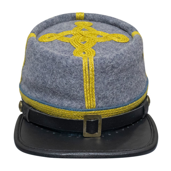 American Civil War Officer General Kepi (CSA) Blue Band – Confederate Grey Wool Hat/Cap