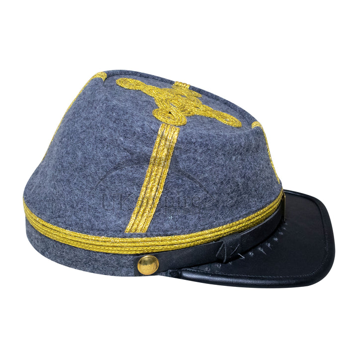 American Civil War Officer General Kepi (CSA) – 100% Confederate Grey Wool Cloth Hat/Cap