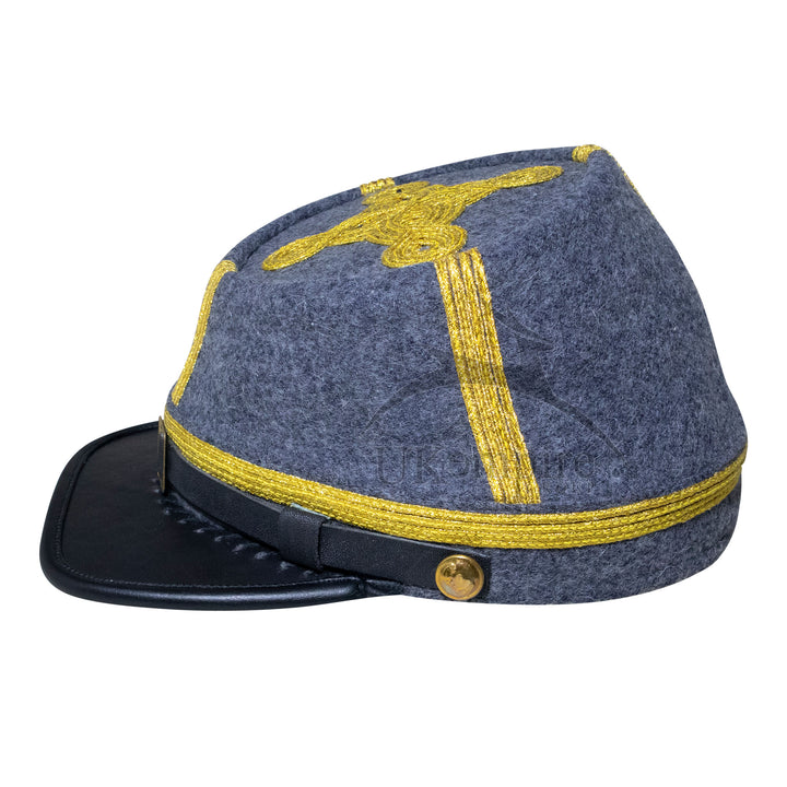 American Civil War Officer General Kepi (CSA) – 100% Confederate Grey Wool Cloth Hat/Cap
