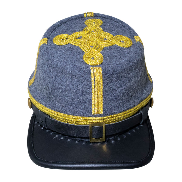American Civil War Officer General Kepi (CSA) – 100% Confederate Grey Wool Cloth Hat/Cap