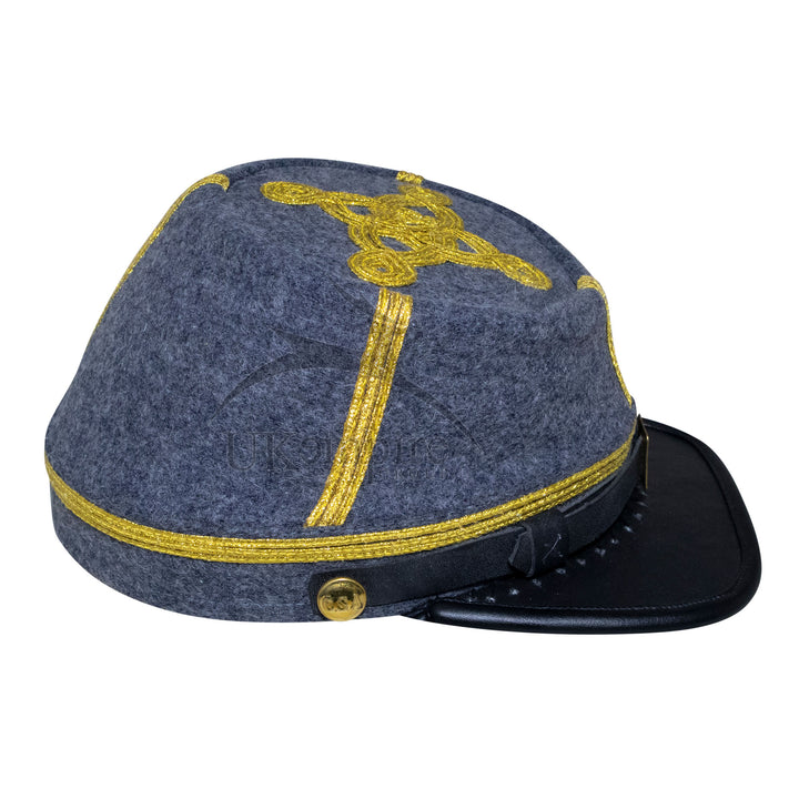 American Civil War Officer Major/Colonel Kepi (CSA) – 100% Confederate Grey Wool Cloth Hat/Cap