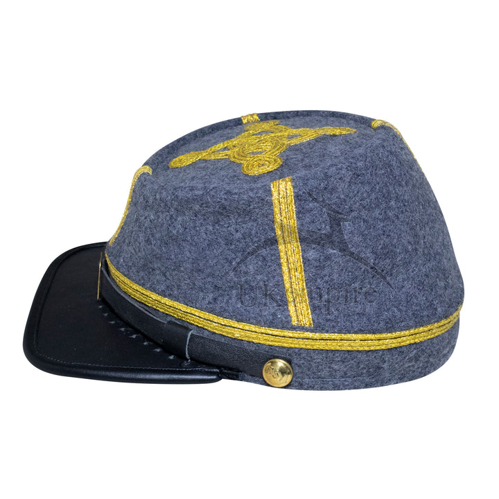 American Civil War Officer Major/Colonel Kepi (CSA) – 100% Confederate Grey Wool Cloth Hat/Cap