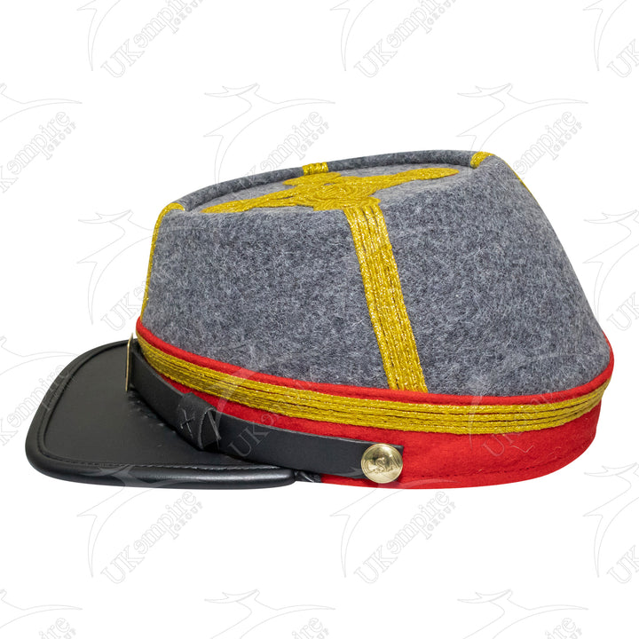 American Civil War Officer General Kepi (CSA) Red Band – Confederate Grey Wool Hat/Cap