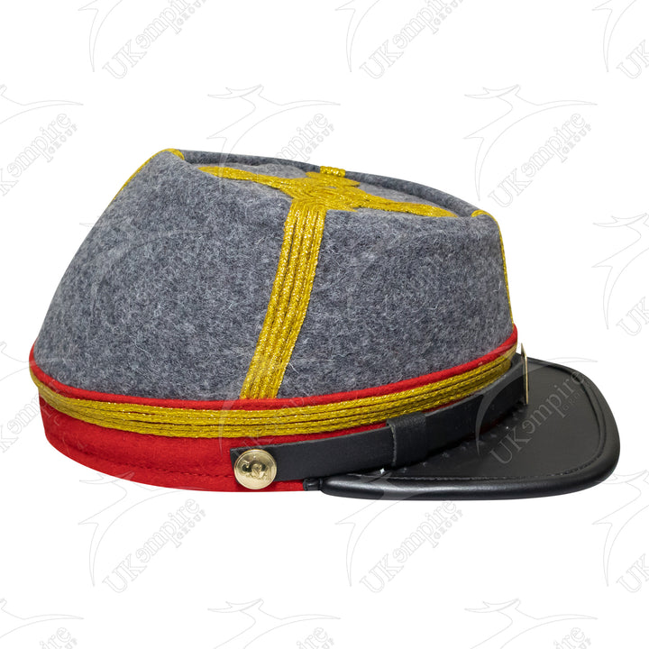 American Civil War Officer General Kepi (CSA) Red Band – Confederate Grey Wool Hat/Cap