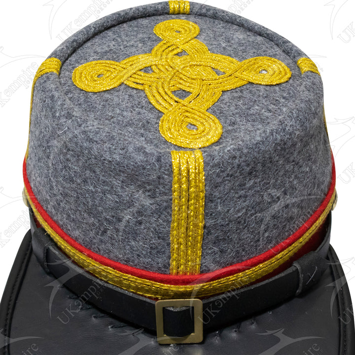 American Civil War Officer General Kepi (CSA) Red Band – Confederate Grey Wool Hat/Cap
