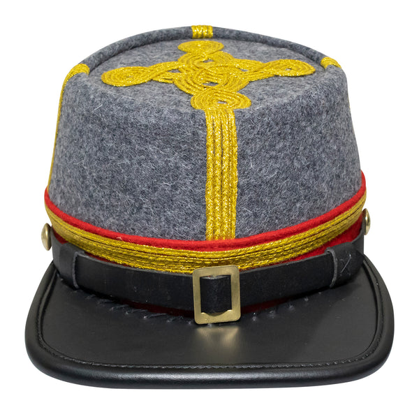 American Civil War Officer General Kepi (CSA) Red Band – Confederate Grey Wool Hat/Cap