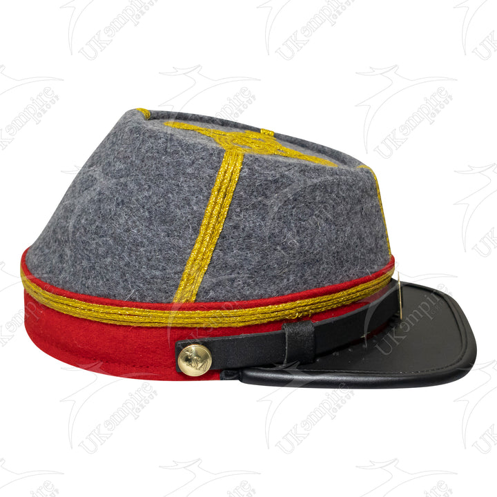 American Civil War Officer Major/Colonel Kepi (CSA) Red Band – Confederate Grey Wool Hat/Cap