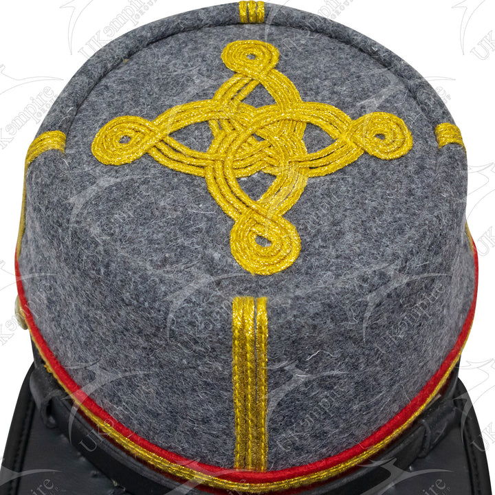 American Civil War Officer Major/Colonel Kepi (CSA) Red Band – Confederate Grey Wool Hat/Cap