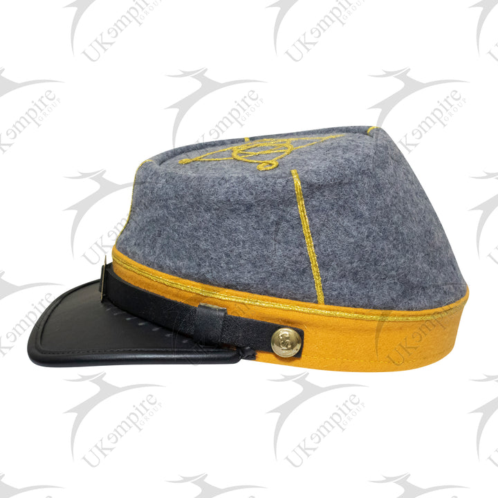 American Civil War Officer 1st Lieutenant Kepi (CSA Yellow Band – Confederate Grey Wool Hat/Cap
