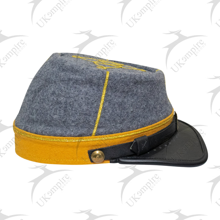 American Civil War Officer 1st Lieutenant Kepi (CSA Yellow Band – Confederate Grey Wool Hat/Cap