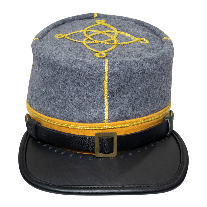American Civil War Officer 1st Lieutenant Kepi (CSA Yellow Band – Confederate Grey Wool Hat/Cap