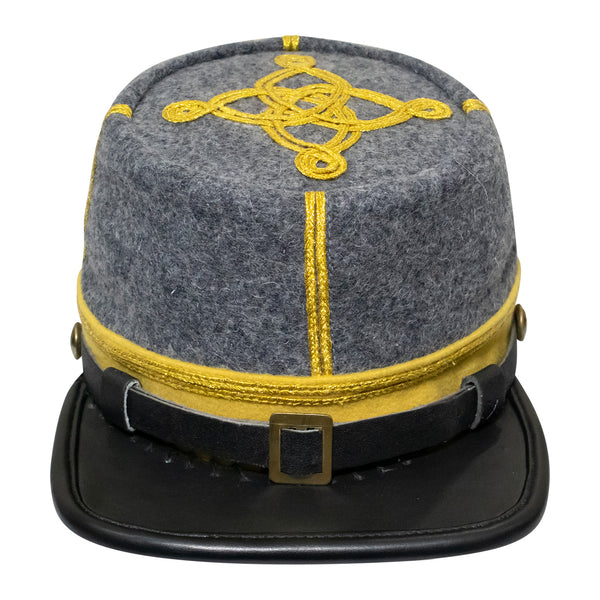 American Civil War Officer Captain Kepi (CSA) Yellow Band – Confederate Grey Wool Hat/Cap