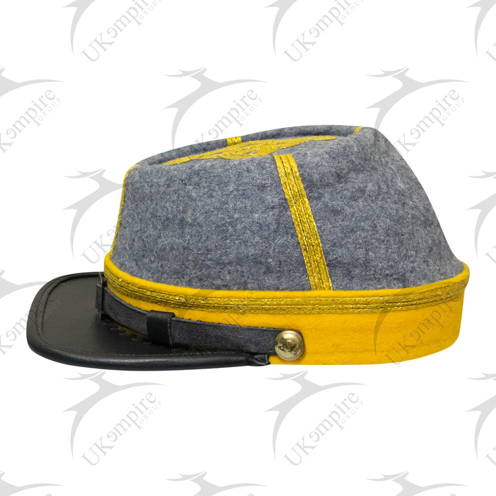 American Civil War Officer Major/Colonel Kepi CSA Yellow Band – Confederate Grey Wool Hat/Cap