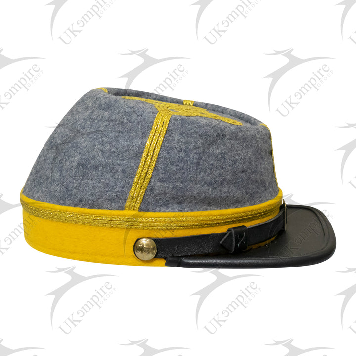 American Civil War Officer Major/Colonel Kepi CSA Yellow Band – Confederate Grey Wool Hat/Cap