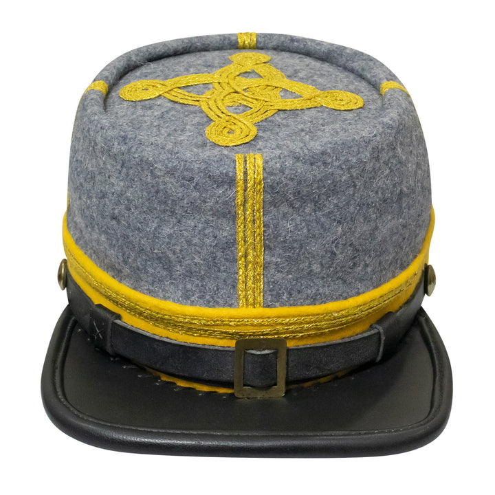 American Civil War Officer Major/Colonel Kepi CSA Yellow Band – Confederate Grey Wool Hat/Cap