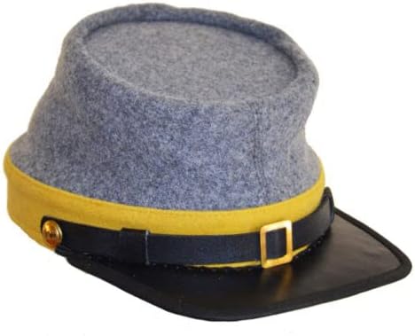 American Civil War Officer Plain Kepi CSA Yellow Band – Confederate Grey Wool Hat/Cap