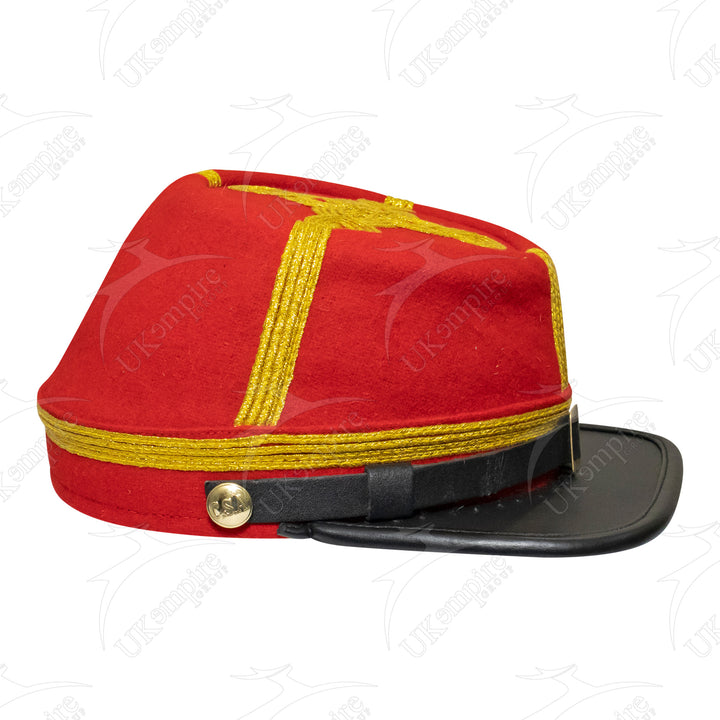 American Civil War Officer General Kepi (CSA) Black Band – Artillery Red Wool Hat/Cap