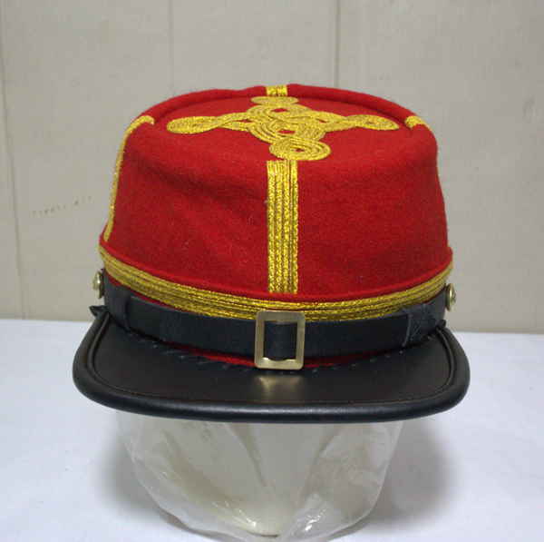American Civil War General Kepi, Artillery Red 100% Wool Cloth With Gold Braid Forage Cap/Hat