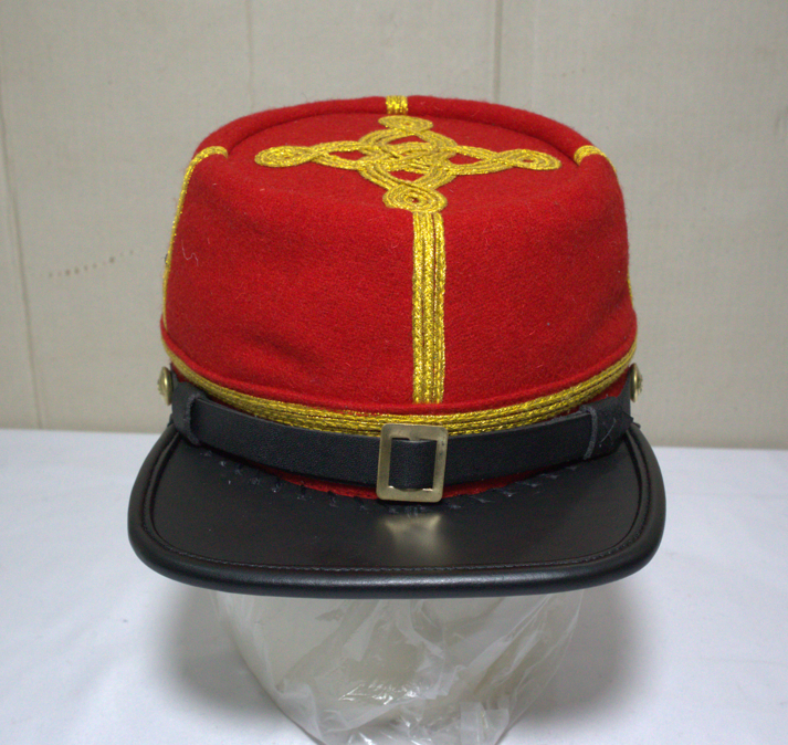 American Civil War Major/Colonel Kepi, Artillery Red 100% Wool Cloth With Gold Braid Forage Cap/Hat