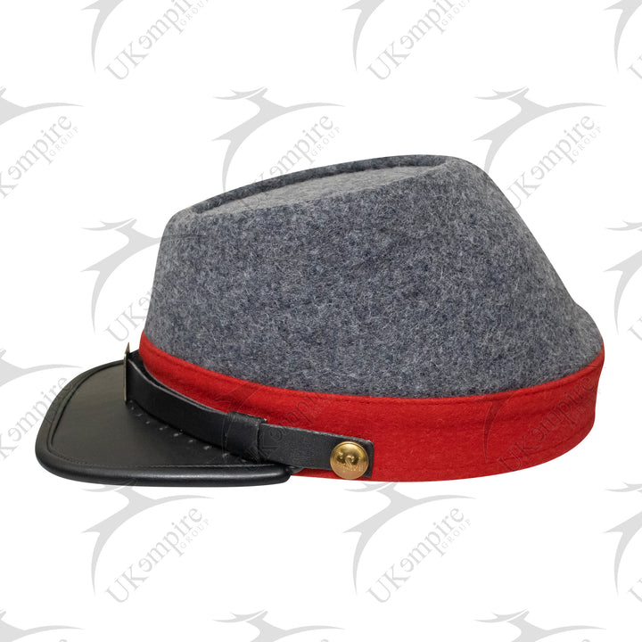 American Civil War CSA Confederate Kepi With Red band (plain), Forage Cap/Hat – 100% Wool