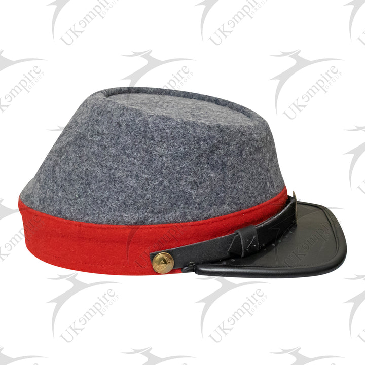 American Civil War CSA Confederate Kepi With Red band (plain), Forage Cap/Hat – 100% Wool