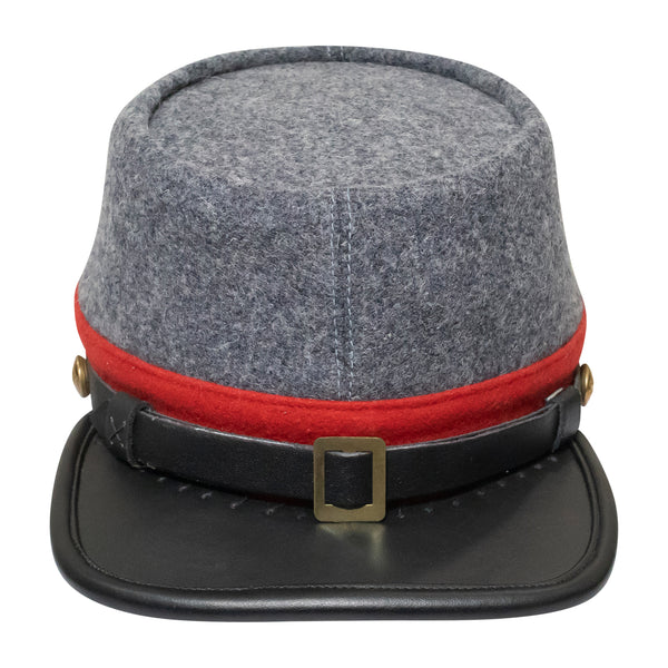 American Civil War CSA Confederate Kepi With Red band (plain), Forage Cap/Hat – 100% Wool