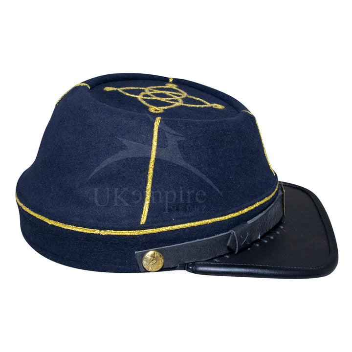 American Civil War Officer Union Kepi, US 1st Lieutenant Rank – 100% Navy Blue Wool Cloth Hat/Cap