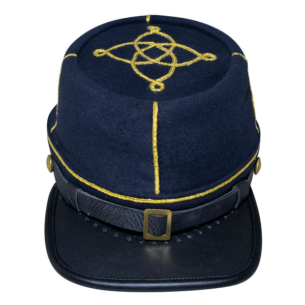 American Civil War Officer Union Kepi, US 1st Lieutenant Rank – 100% Navy Blue Wool Cloth Hat/Cap
