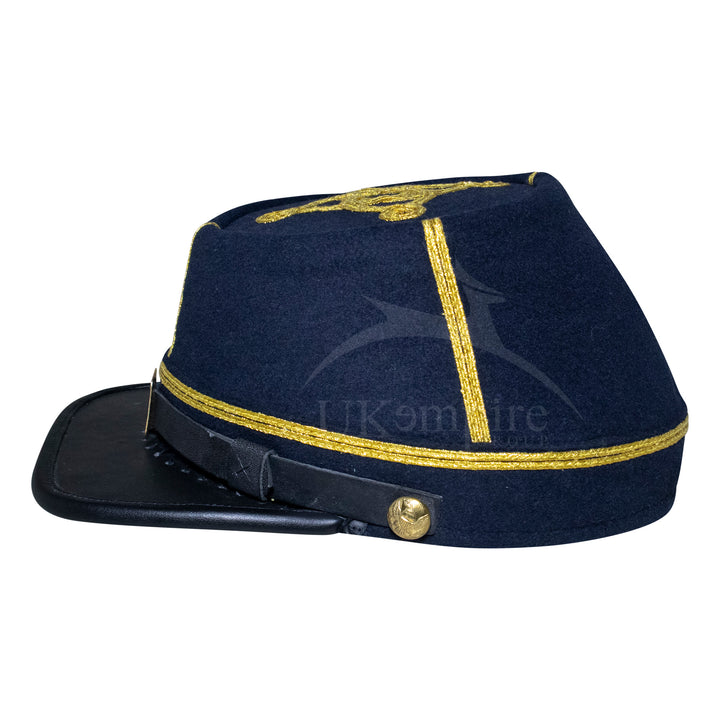 American Civil War Officer Union Kepi, US Captain Rank – 100% Navy Blue Wool Cloth Hat/Cap