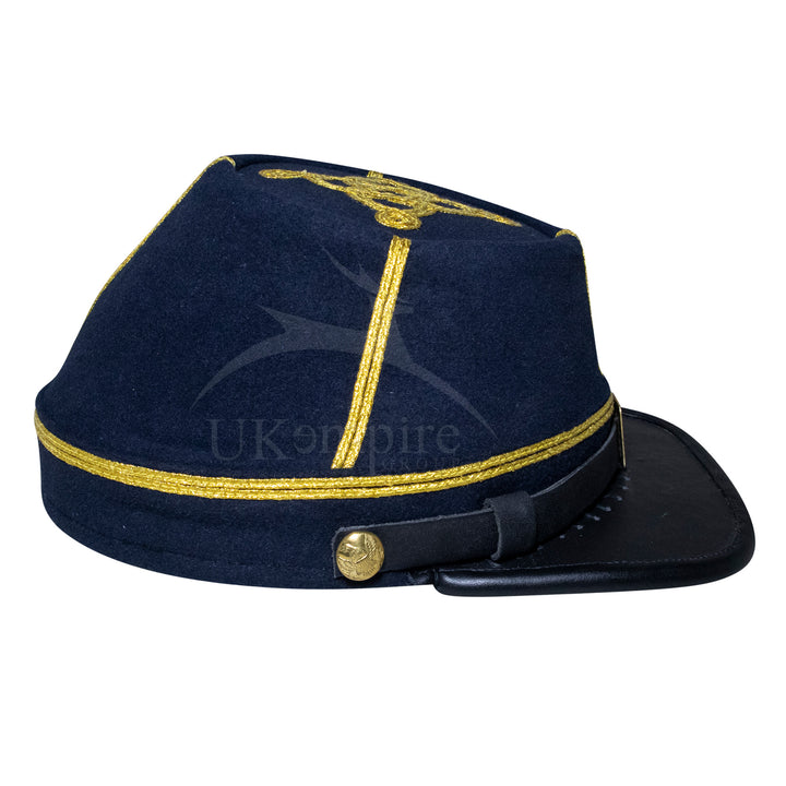 American Civil War Officer Union Kepi, US Captain Rank – 100% Navy Blue Wool Cloth Hat/Cap