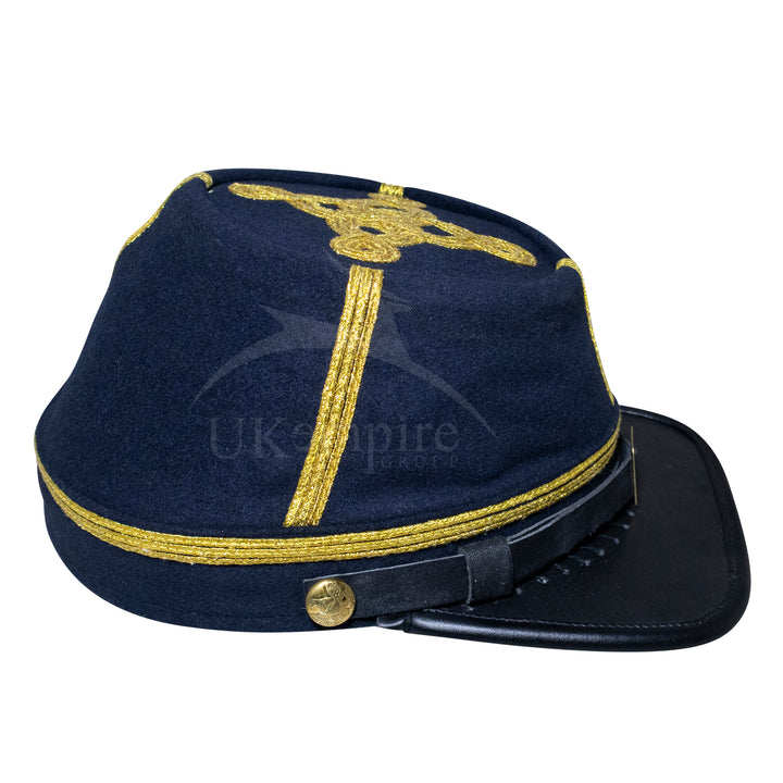 American Civil War Field Officer Union Kepi Major/Colonel – 100% Navy Blue Wool Cloth Hat/Cap