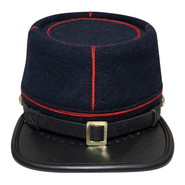 American Civil War Officer Union State Militia Artillery Kepi – Navy Blue Wool With Red Braid Hat/Cap