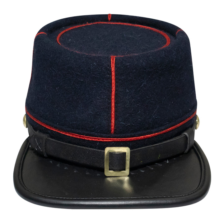American Civil War Officer Union State Militia Artillery Kepi – Navy Blue Wool With Red Braid Hat/Cap