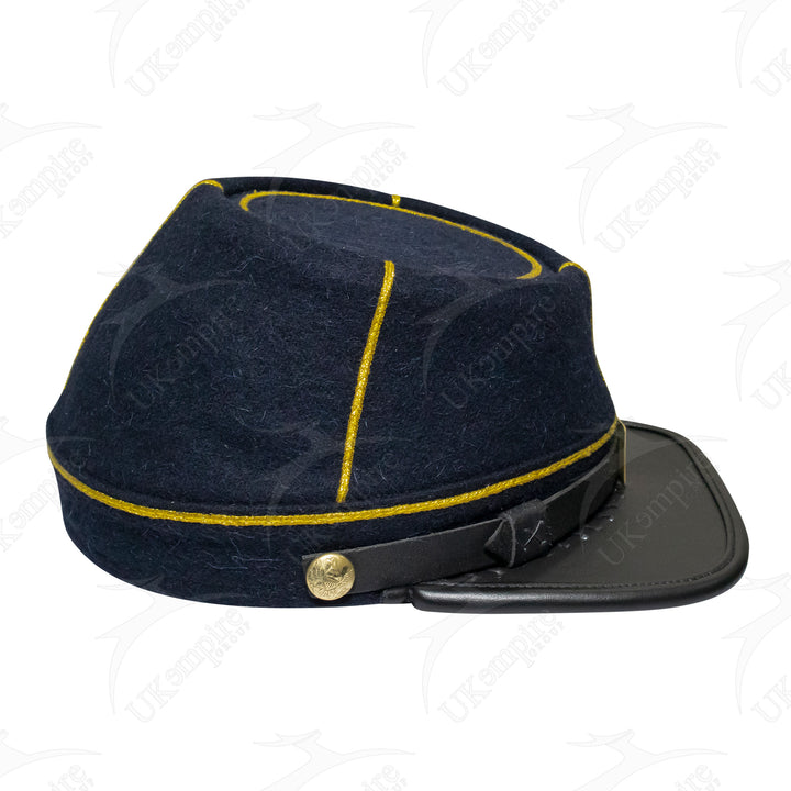American Civil War Officer Union State Militia Cavalry Kepi – Navy Blue Wool With Gold Braid Hat/Cap