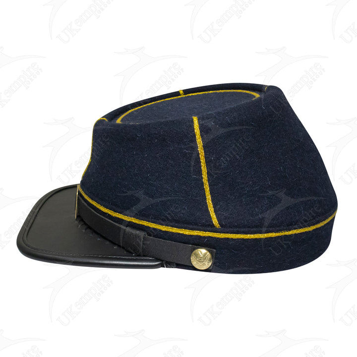 American Civil War Officer Union State Militia Cavalry Kepi – Navy Blue Wool With Gold Braid Hat/Cap
