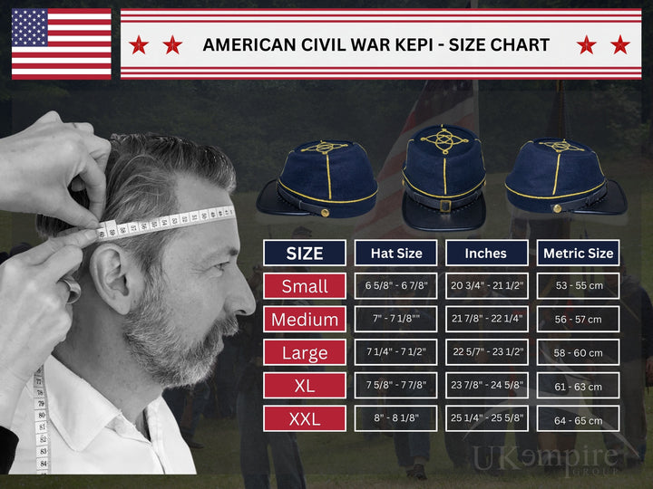 American Civil War Officer 1st Lieutenant Kepi Red Band – Navy Blue Wool Hat/Cap