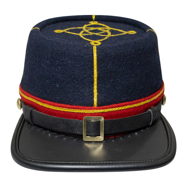 American Civil War Officer 1st Lieutenant Kepi Red Band – Navy Blue Wool Hat/Cap