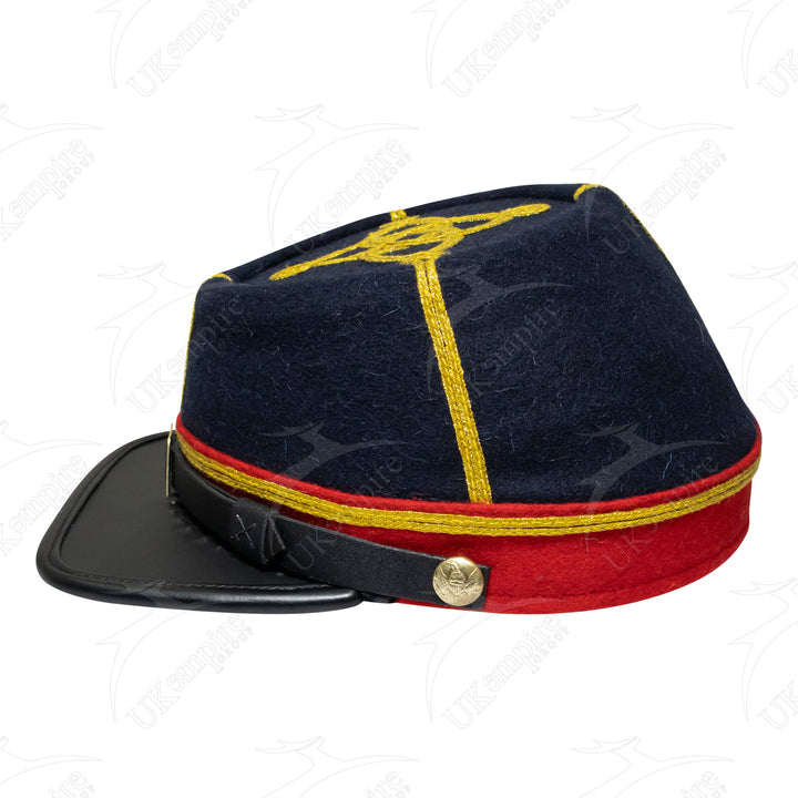 American Civil War Officer Captain Kepi Red Band – Navy Blue Wool Hat/Cap