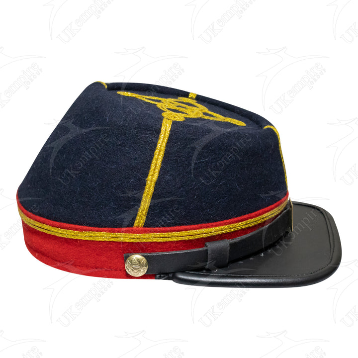 American Civil War Officer Captain Kepi Red Band – Navy Blue Wool Hat/Cap