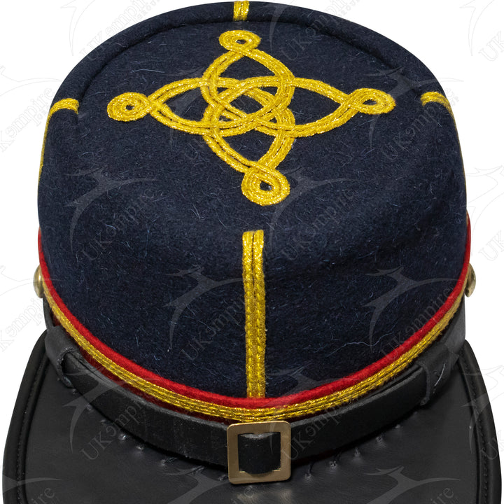 American Civil War Officer Captain Kepi Red Band – Navy Blue Wool Hat/Cap