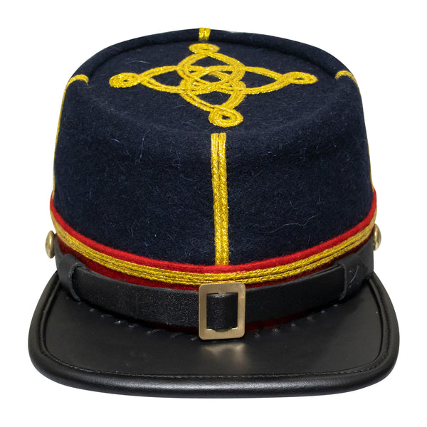 American Civil War Officer Captain Kepi Red Band – Navy Blue Wool Hat/Cap