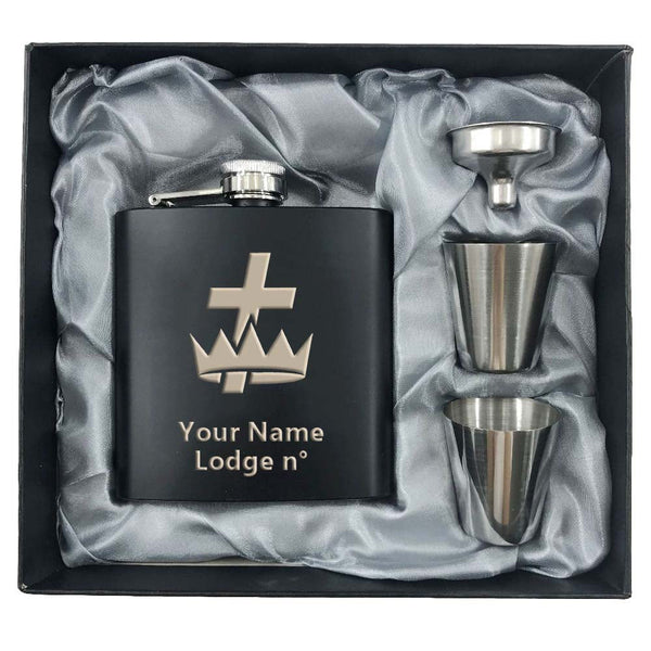 Knights Templar Commandery Flask - 2 Shot Glasses & Funnel