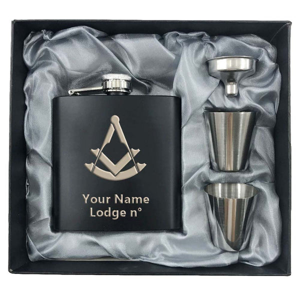 Past Master Blue Lodge Flask - 2 Shot Glasses & Funnel