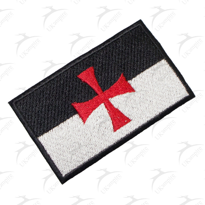 Knight Templar Cross Christian Flag Crusader Patch Embroidery – Iron-On Back
