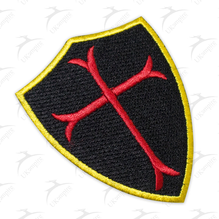 Knights Templar Cross Shield Patch Machine Embroidery – Iron-On Back
