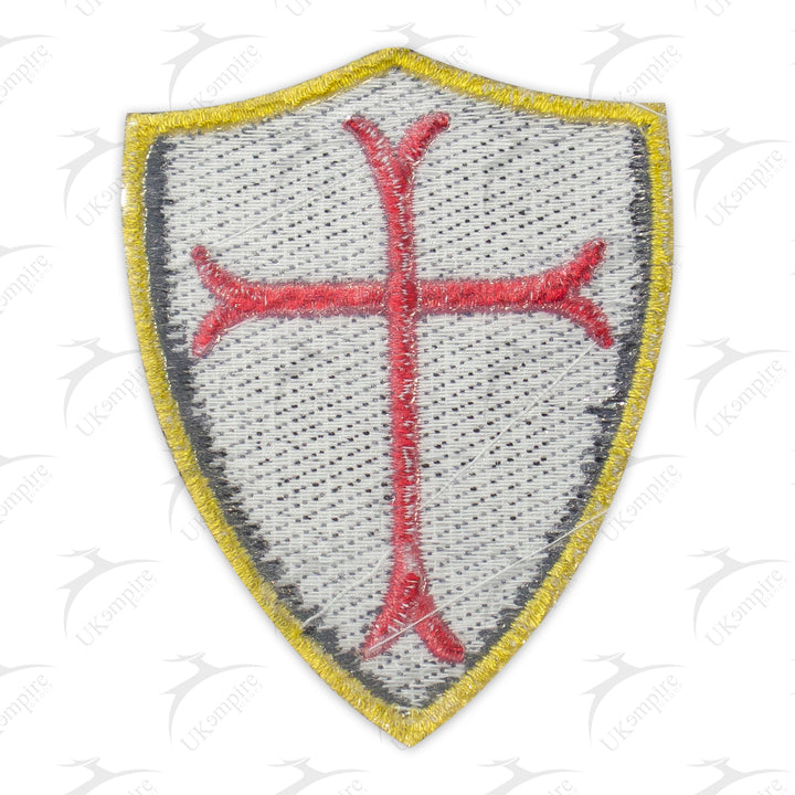 Knights Templar Cross Shield Patch Machine Embroidery – Iron-On Back