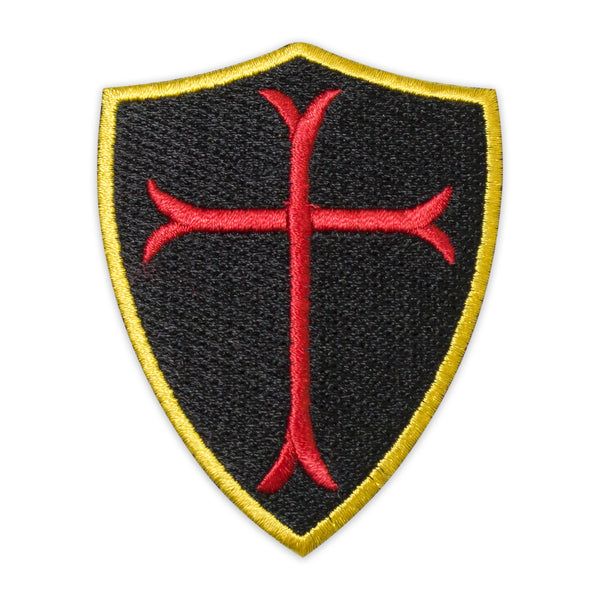 Knights Templar Cross Shield Patch Machine Embroidery – Iron-On Back