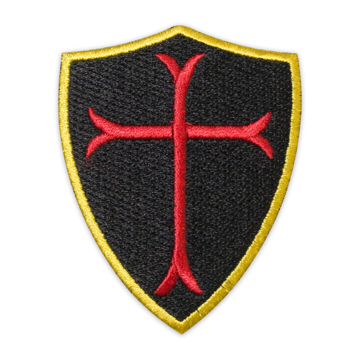 Knights Templar Cross Shield Patch Machine Embroidery – Iron-On Back