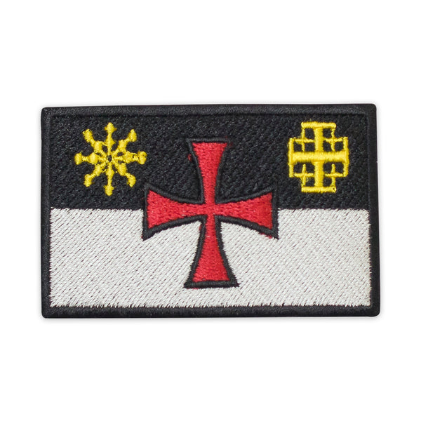 Knight Templar Crusader Flag Tactical Patch Embroidered, Iron-On Back