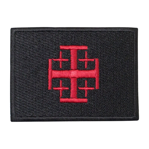 Knights Templar Jerusalem Red Flag Patch Embroidered, Iron-On Back